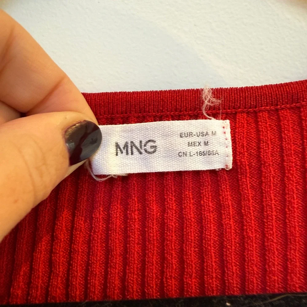 Mango Ribbed Red Knit Top - Picture 4 of 7